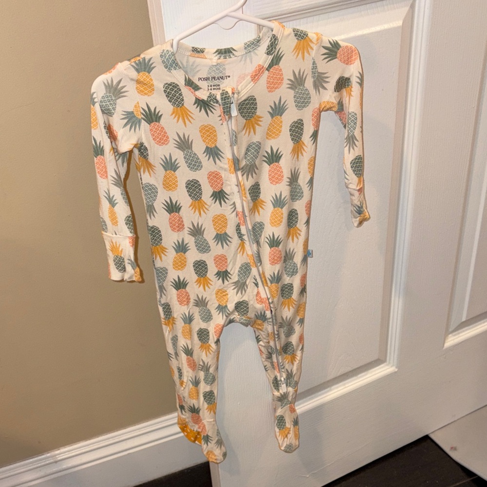 POSH peanut Kids Pineapple Print One Piece - Cream and Orange